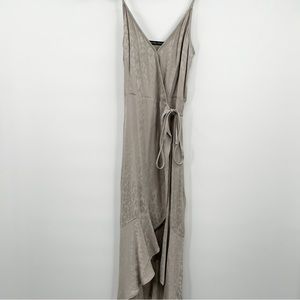 Abercrombie and Fitch High Low Silky Silver Leopard Wrap Dress